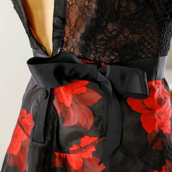 Red & Black Lace Floral Dress - Picture 5 of 5